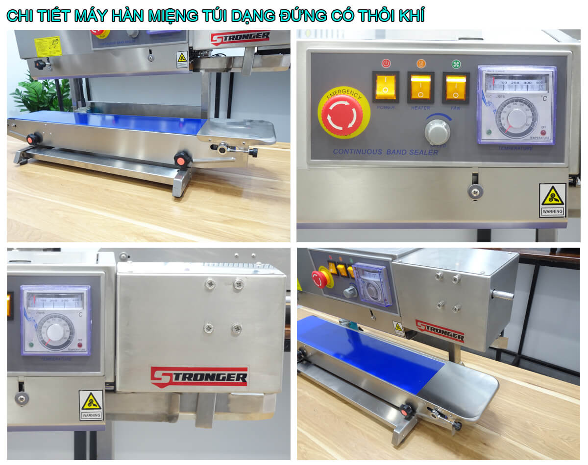 Máy hàn miệng túi liên tục thổi khí Stronger FRB-770I-DTK dạng đứng Máy hàn miệng túi liên tục thổi khí Stronger FRB-770I-DTK dạng đứng
