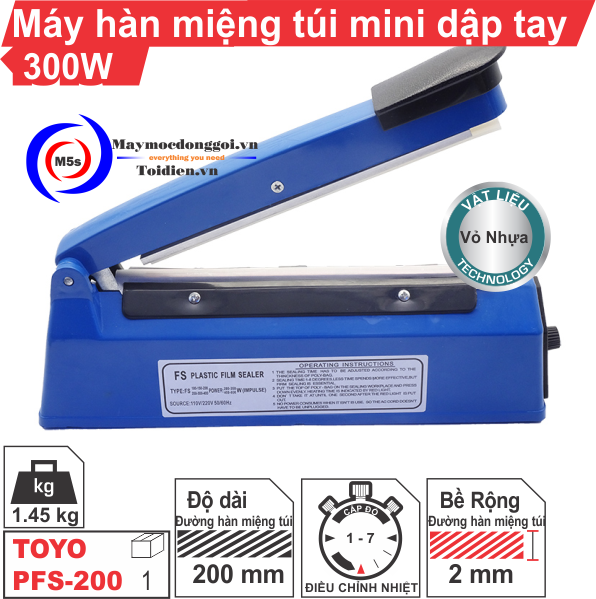 Máy hàn miệng túi mini dập tay PFS-200 vỏ nhựa Máy hàn miệng túi mini dập tay PFS-200 vỏ nhựa