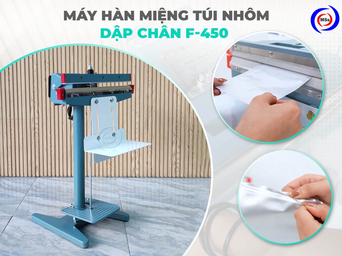 Máy hàn miệng túi nhôm dập chân F-450 Máy hàn miệng túi nhôm dập chân F-450