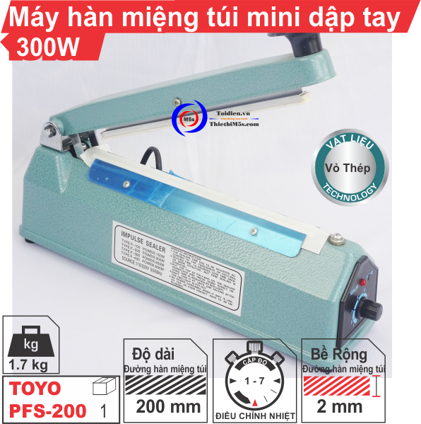 máy hàn miệng túi pfs 400 Tổng hợp tính năng và thông số kỹ thuật của máy hàn miệng túi dập tay vỏ thép PFS 400, PFS 300, PFS 200