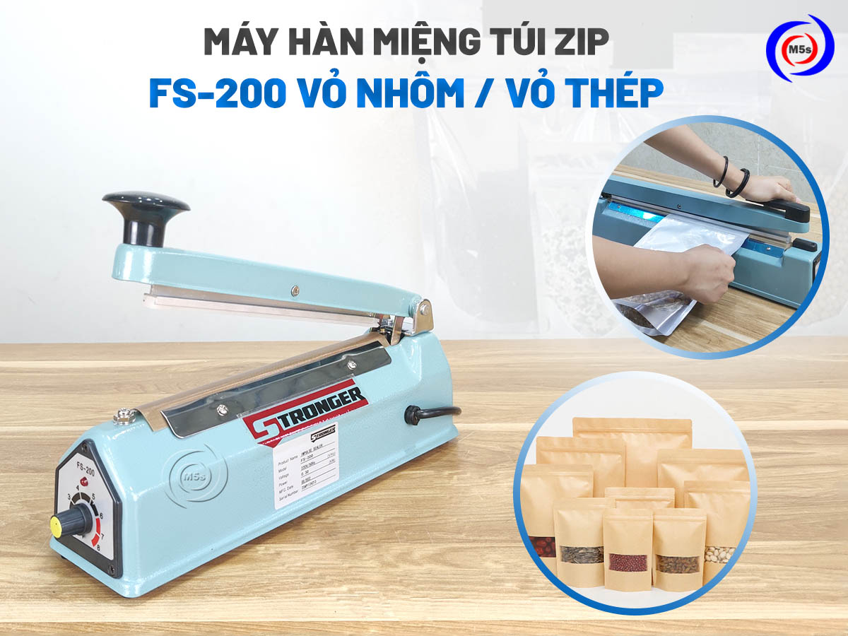 Máy hàn túi zip dập tay FS-200 Máy hàn túi zip dập tay FS-200