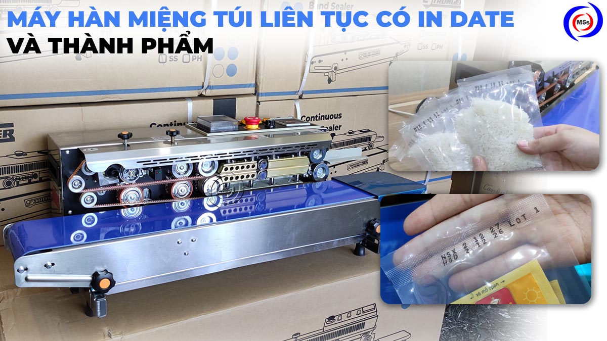Máy hàn miệng túi liên tục có in date Máy hàn miệng túi liên tục có in date