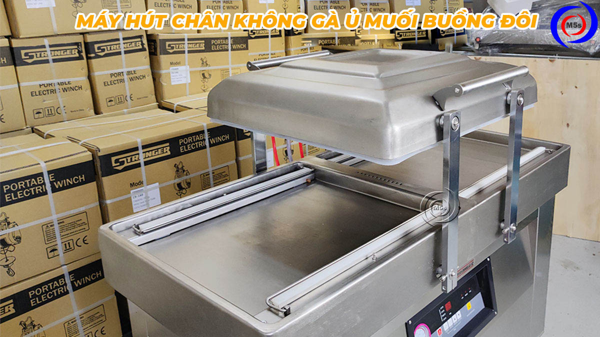 Máy hút chân không gà ủ muối buồng đôi Máy hút chân không gà ủ muối buồng đôi