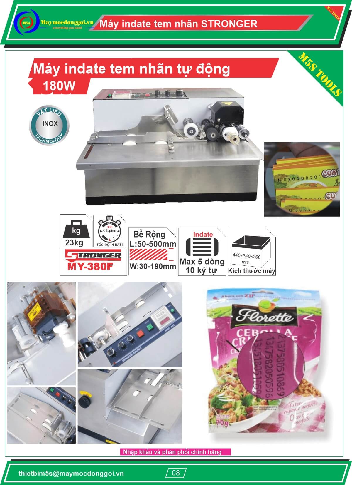 Máy in date tem nhãn tự động STRONGER MY-380F Máy in date tem nhãn tự động STRONGER MY-380F