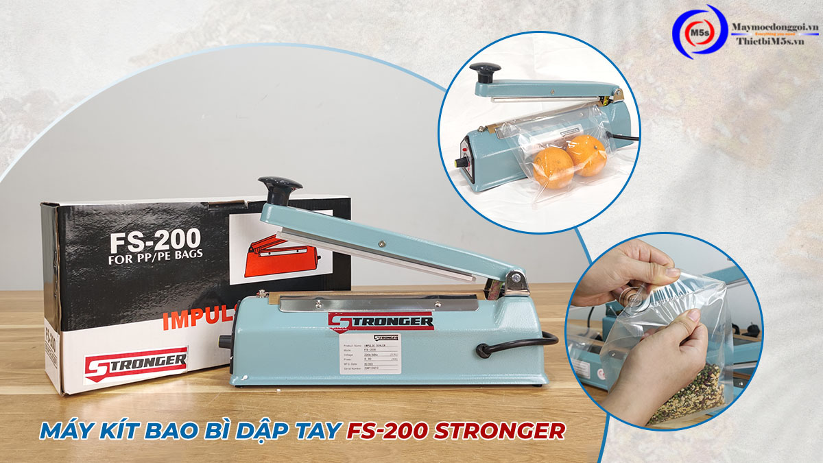 Máy kít bao bì mini dập tay FS-200 Stronger Máy kít bao bì mini dập tay FS-200 Stronger