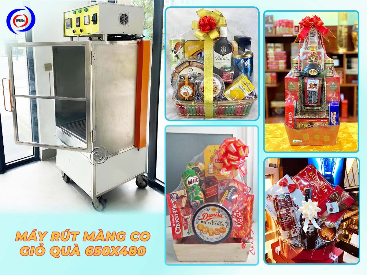 Máy bọc màng co giỏ quà 650x480 Máy bọc màng co giỏ quà 650x480