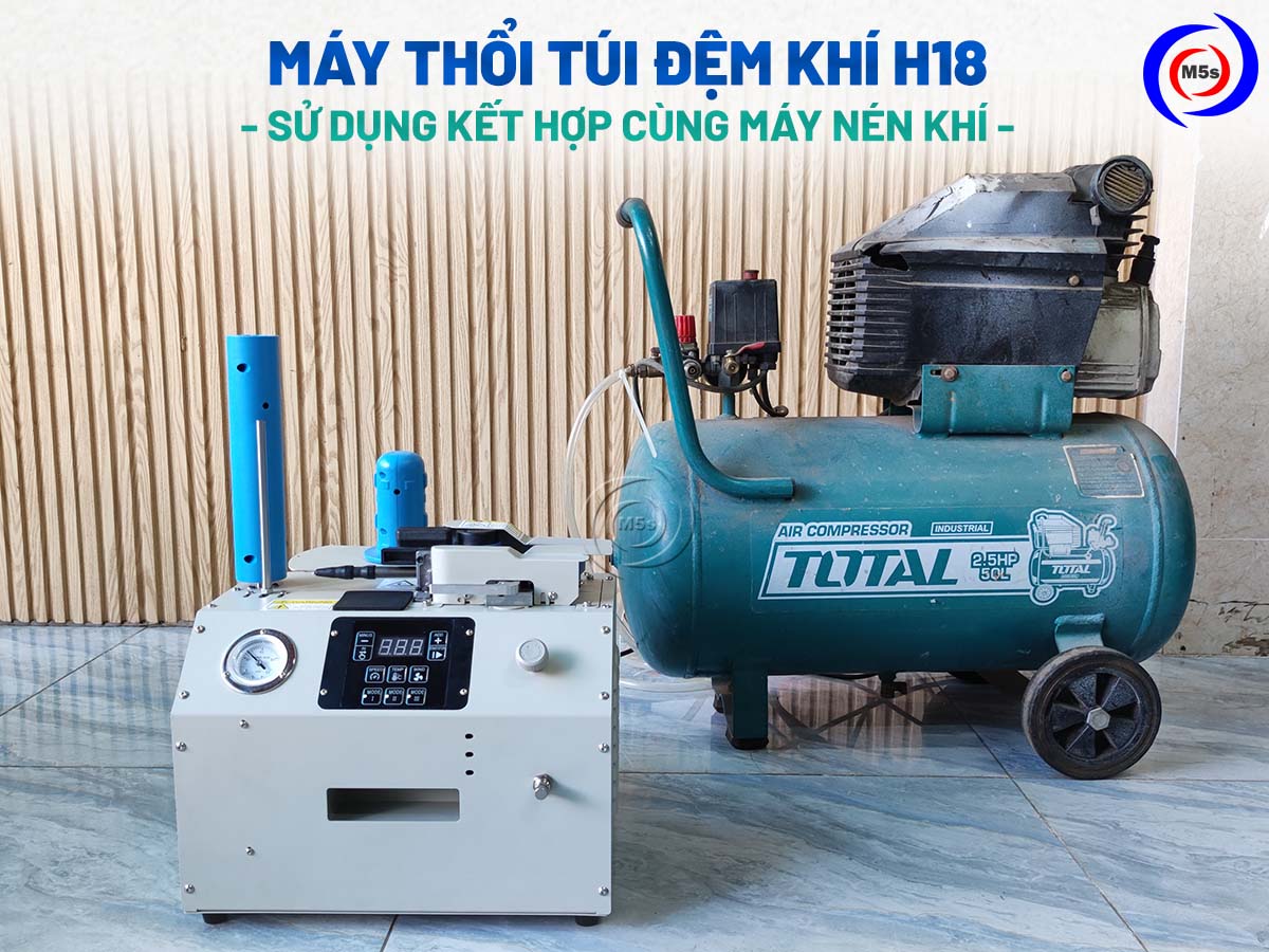Máy thổi túi chèn hàng H18 kết hợp với máy nén khí Máy thổi túi chèn hàng H18 kết hợp với máy nén khí
