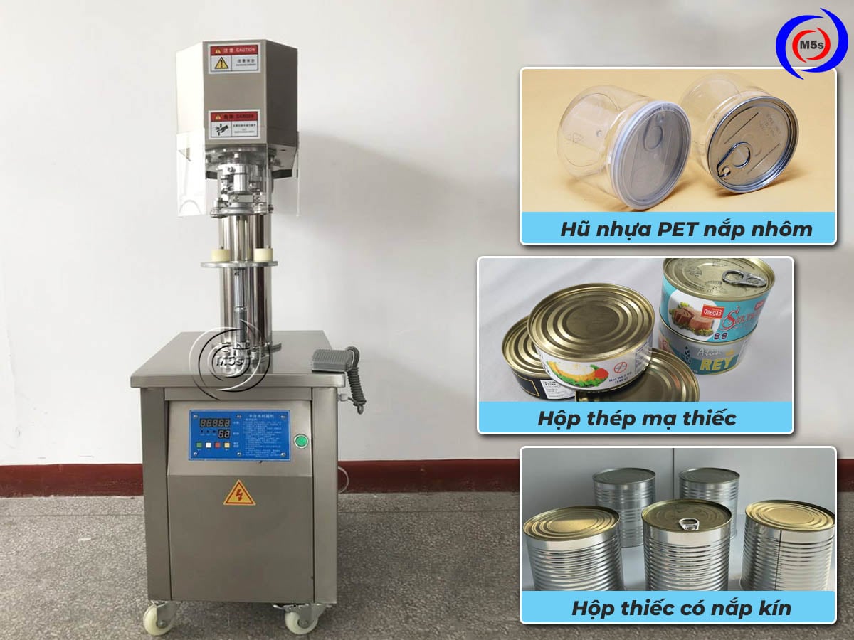 Máy viền mí lon thiếc, hũ nhựa Máy viền mí lon thiếc, hũ nhựa