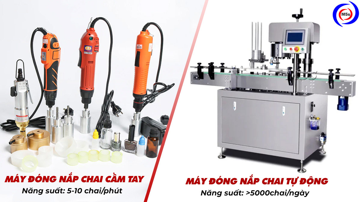 so sánh máy đóng nắp chai cầm tay và tự động so sánh máy đóng nắp chai cầm tay và tự động