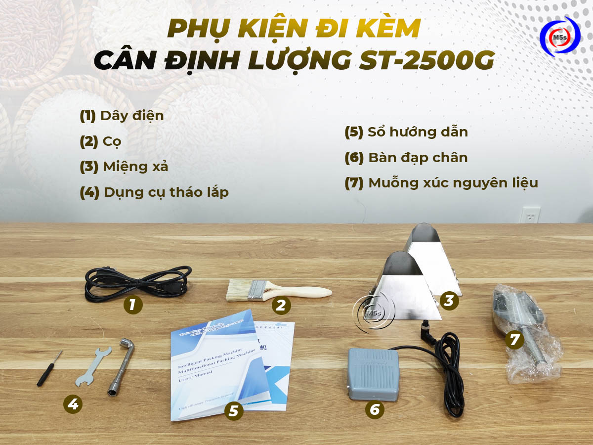 Phụ kiện đi kèm của máy định lượng 2500g Stronger Phụ kiện đi kèm của máy định lượng 2500g Stronger