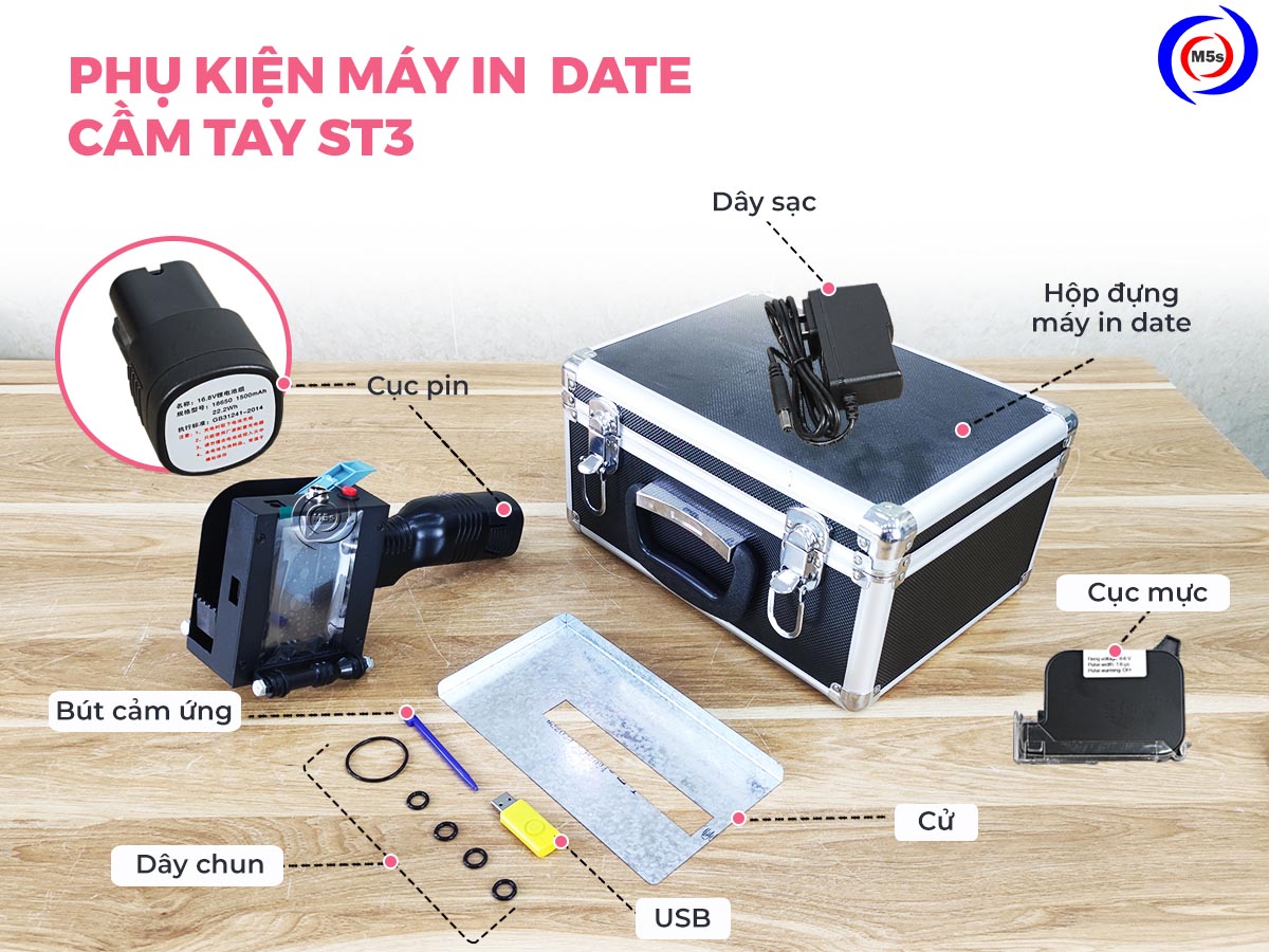 Bộ phụ kiện đi kèm khi mua máy in date ST3 Bộ phụ kiện đi kèm khi mua máy in date ST3