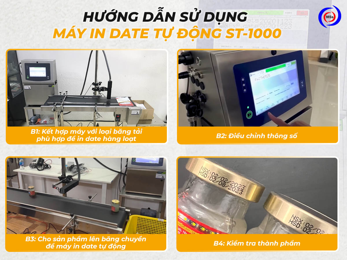 Sử dụng máy in date công nghiệp ST-1000 Sử dụng máy in date công nghiệp ST-1000