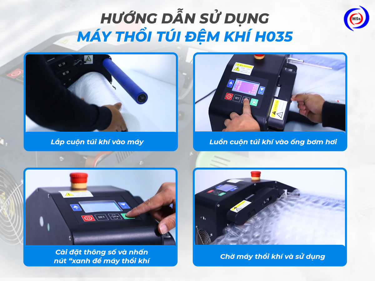 Cách sử dụng máy thổi túi đệm khí H035 Cách sử dụng máy thổi túi đệm khí H035