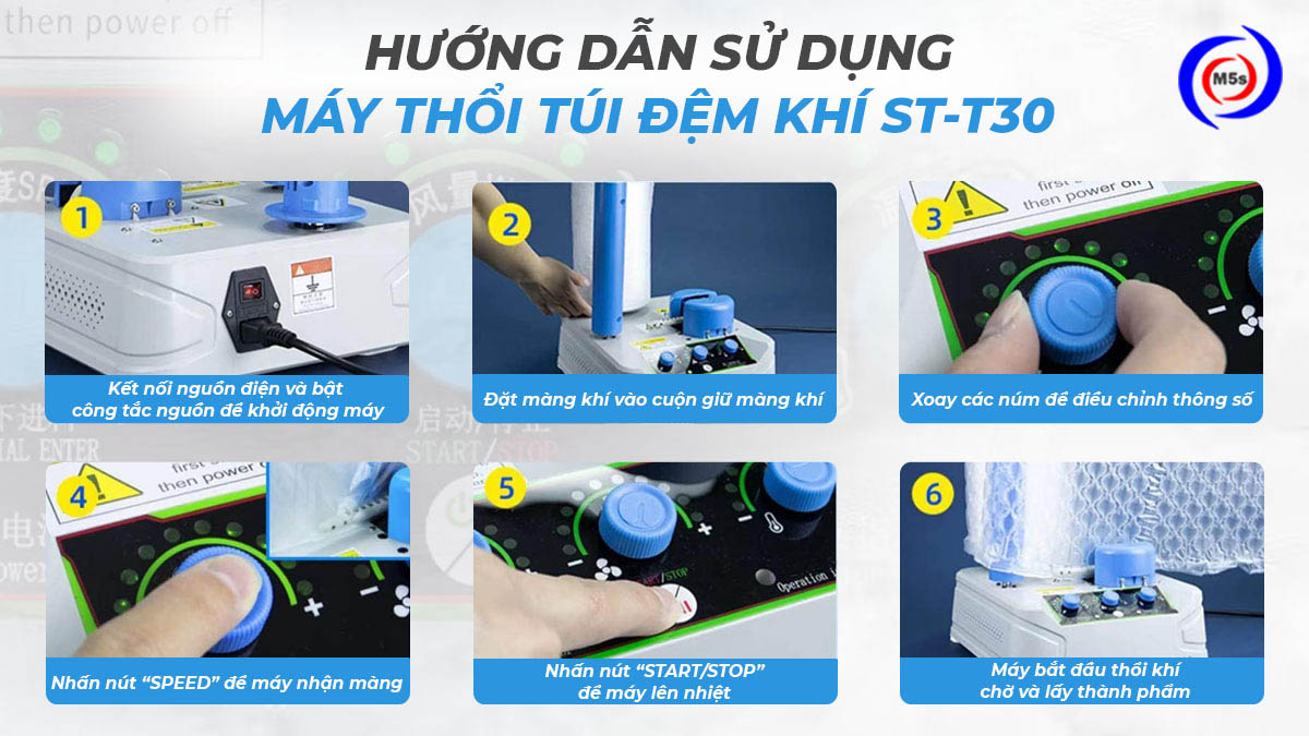 Cách sử dụng máy thổi túi khí bọc gói hàng ST-T30 Cách sử dụng máy thổi túi khí bọc gói hàng ST-T30