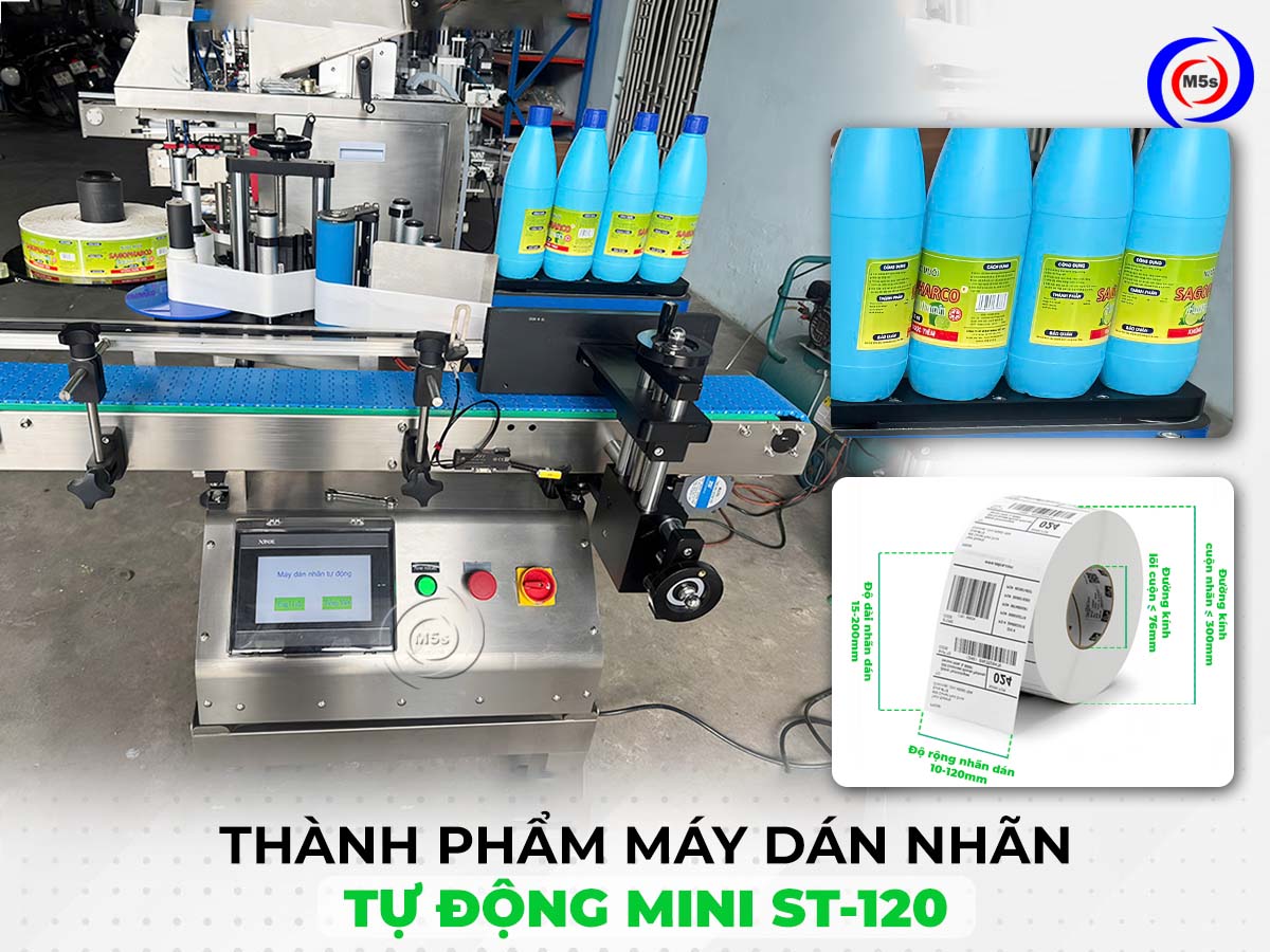 Máy dán nhãn chai tròn tự động ST-120 Máy dán nhãn chai tròn tự động ST-120