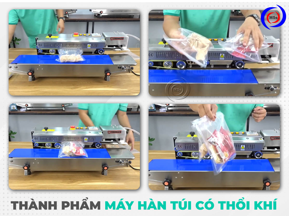 Thành phẩm máy hàn miệng túi liên tục có thổi khí Thành phẩm máy hàn miệng túi liên tục có thổi khí