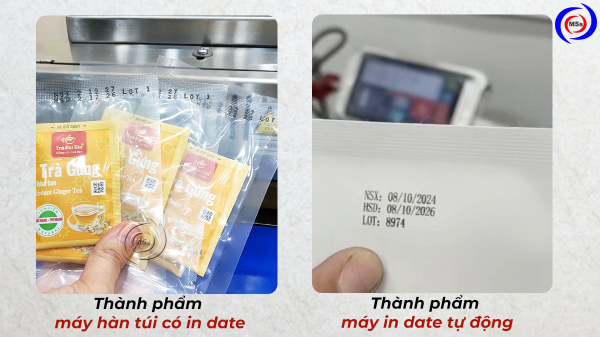 thành phẩm của máy hàn túi có in date và máy in date thành phẩm của máy hàn túi có in date và máy in date
