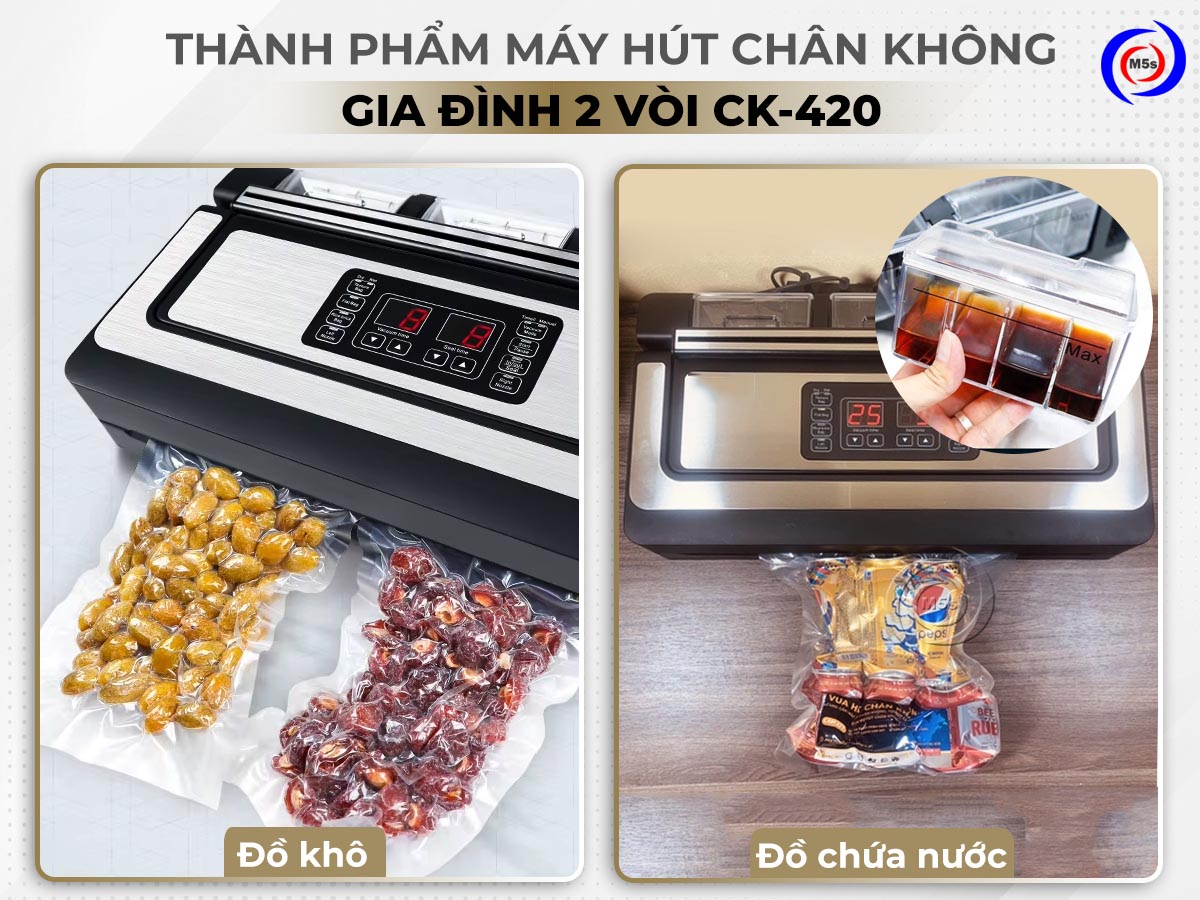 Máy hút chân không thực phẩm gia đình 2 vòi CK-420 Máy hút chân không thực phẩm gia đình 2 vòi CK-420