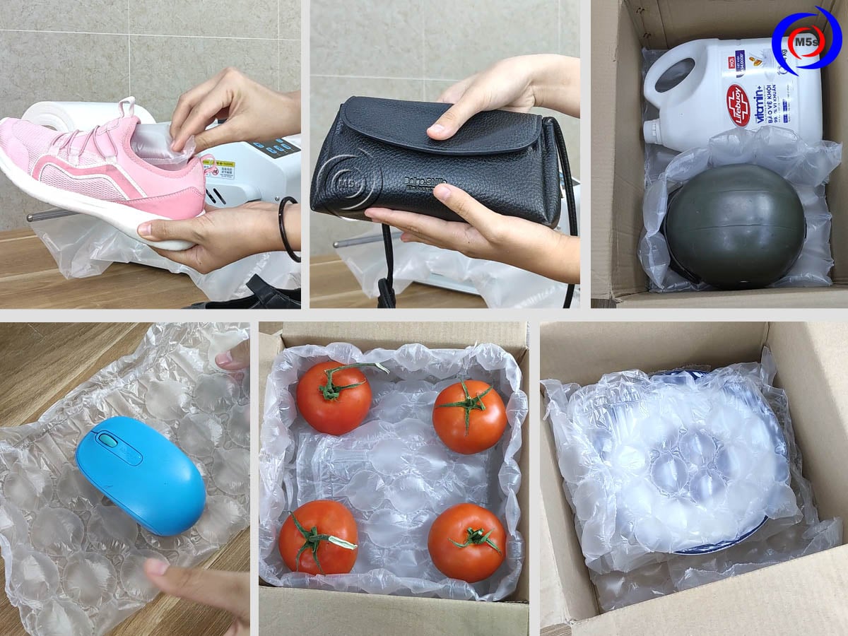 ứng dụng túi đệm khí chèn hàng, bọc gói hàng ứng dụng túi đệm khí chèn hàng, bọc gói hàng