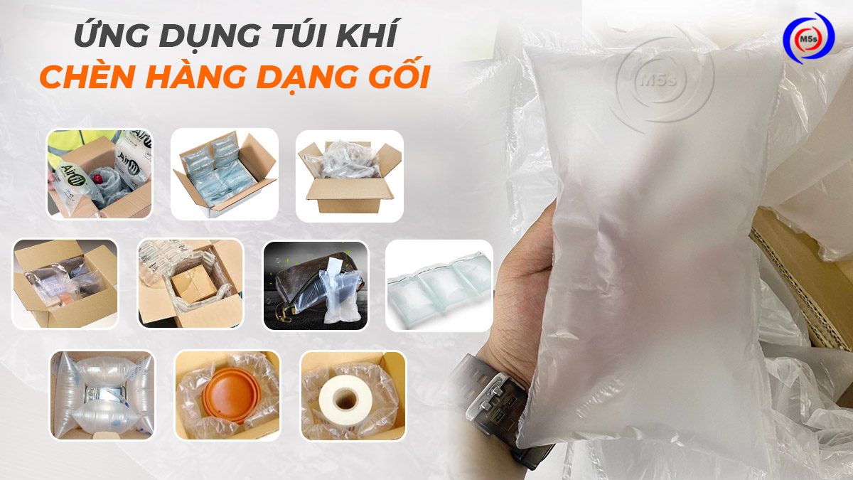 Ứng dụng túi khí dạng gối bọc gói hàng Ứng dụng túi khí dạng gối bọc gói hàng