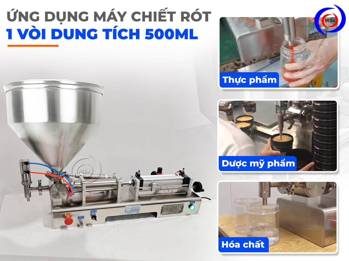 Ứng dụng của máy chiết rót 1 vòi 500ml CR1 Ứng dụng của máy chiết rót 1 vòi 500ml CR1