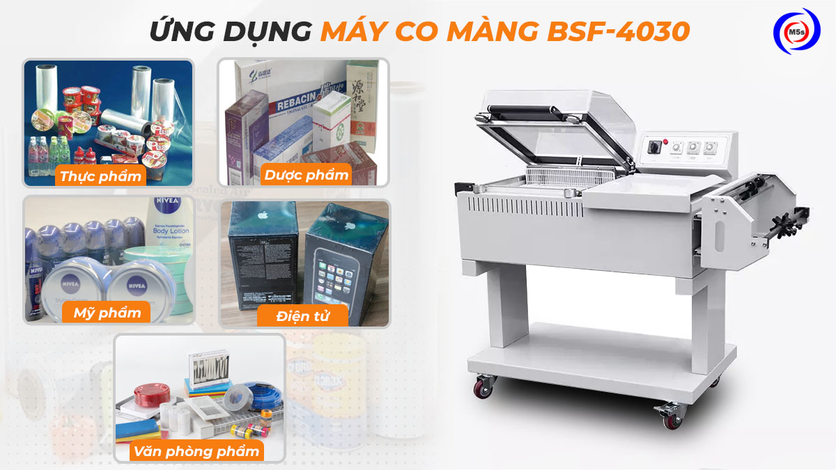 Ứng dụng của máy cắt dán màng co BSF-4030 Ứng dụng của máy cắt dán màng co BSF-4030