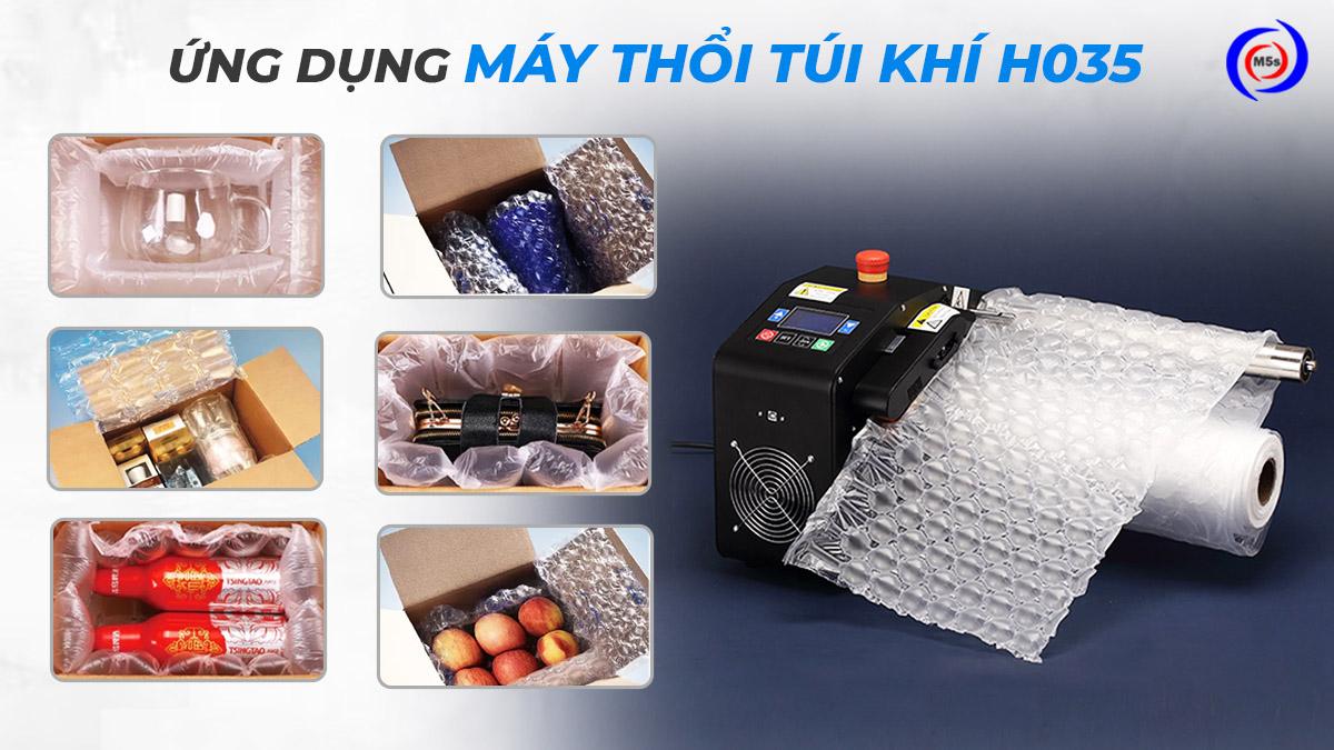 Ứng dụng máy thổi túi đệm khí chèn hàng H035 Ứng dụng máy thổi túi đệm khí chèn hàng H035