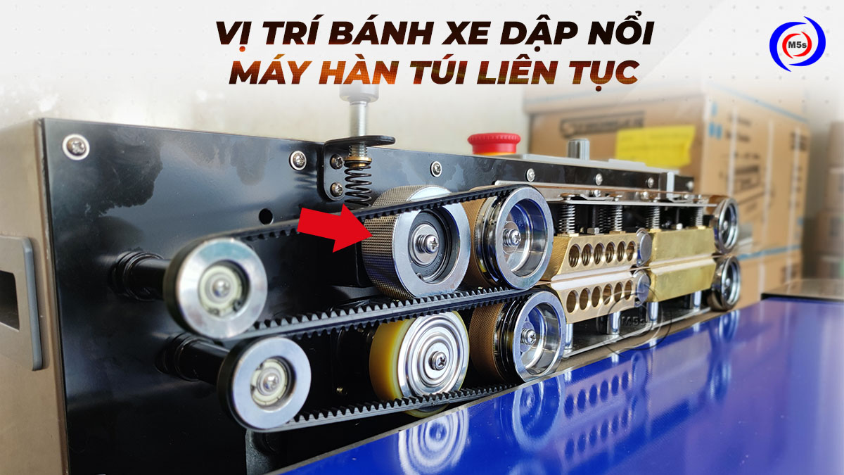 Vị trí bánh xe dập nổi của máy ép túi ni lông liên tục Vị trí bánh xe dập nổi của máy ép túi ni lông liên tục