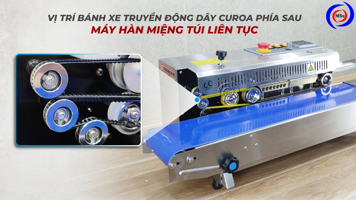 vị trí bánh xe truyền động dây curoa trên máy hàn túi liên tục vị trí bánh xe truyền động dây curoa trên máy hàn túi liên tục