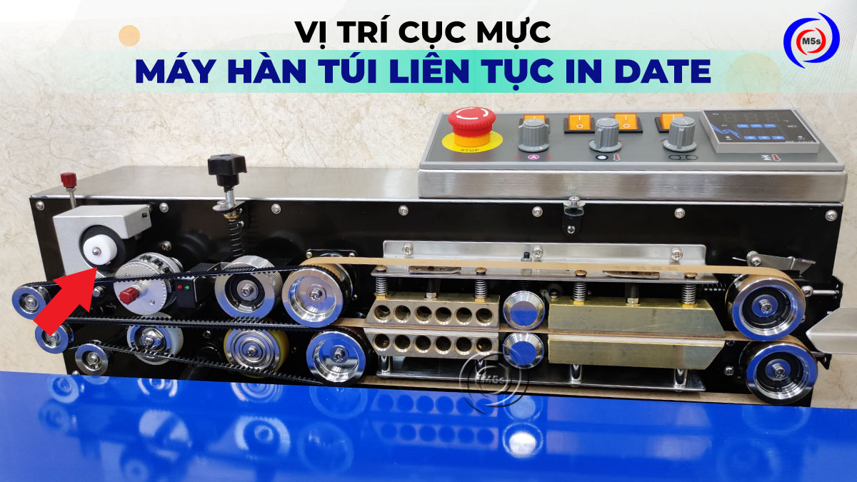 Vị trí cục mực nhiệt trên máy hàn túi in date Vị trí cục mực nhiệt trên máy hàn túi in date