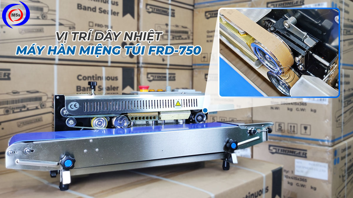 Vị trí dây nhiệt trên máy hàn miệng túi FRD-750 Vị trí dây nhiệt trên máy hàn miệng túi FRD-750