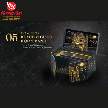 Bánh trung thu Kinh Đô Trăng Vàng Black & Gold (2 bánh x 160g + 1 trà)