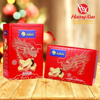 Bánh quy Julie's Assorted Biscuits 165g HT  chữ nhật đứng nhỏ hình rồng