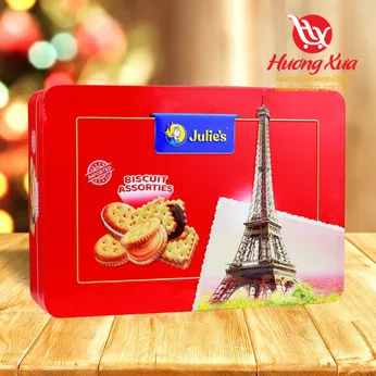 Bánh quy Julie's Assorted Biscuits 300g HT chữ nhật ngang hình hoa tháp