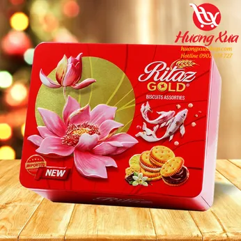 Bánh quy Ritaz Gold Assorted Biscuits 165g HT chữ nhật nhỏ hình hoa sen