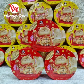 Bánh hạt Cookies Dominate hộp sắt 160gr ( Mẫu Mèo đỏ và vàng )