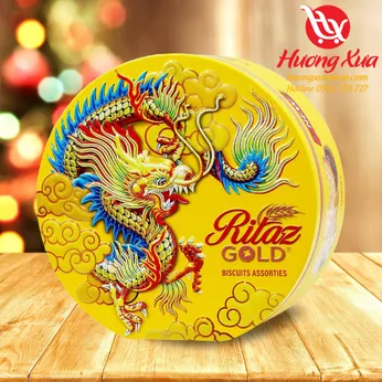 Bánh Quy Ritaz Gold Assorted Biscuits 120g HT tròn vạt đáy mẫu hình rồng