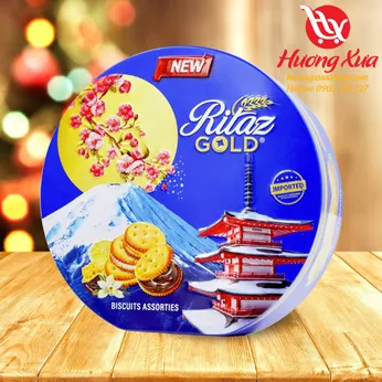 Bánh Quy Ritaz Gold Assorted Biscuits 120g HT tròn vạt đáy mẫu hình ngôi nhà