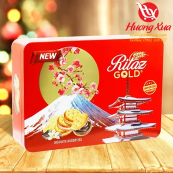 Bánh Quy Ritaz Gold Assorted Biscuits 345g HT chữ nhật ngang hình ngôi nhà