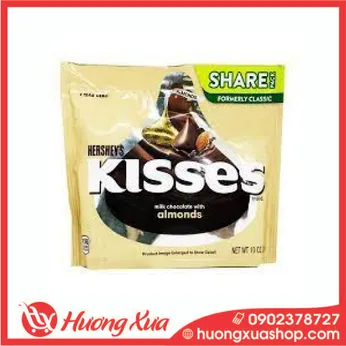 Socola Kisses hạnh nhân Hershey’s Kisses Milk Chocolate With Almonds 283g