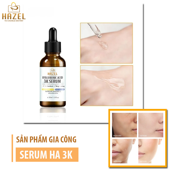Gia công serum dưỡng ẩm da HA 3K siêu cấp ẩm cho làn da khô HAZEL Gia công serum dưỡng ẩm da HA 3K siêu cấp ẩm cho làn da khô HAZEL