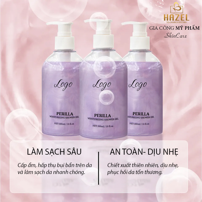 Gia công sữa tắm tía tô thiên nhiên, trằng da: Gia công mỹ phẩm làm sạch da Gia công sữa tắm tía tô thiên nhiên, trằng da: Gia công mỹ phẩm làm sạch da