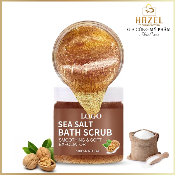 Gia công tẩy tế bào chết body hạt óc chó- Gia công mỹ phẩm HAZEL Gia công tẩy tế bào chết body hạt óc chó- Gia công mỹ phẩm HAZEL