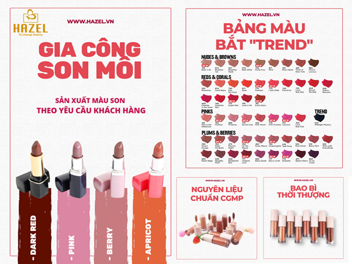 HAZEL đón đầu bàng màu sản phẩm gia công son môi HOT 2023 HAZEL đón đầu bàng màu sản phẩm gia công son môi HOT 2023