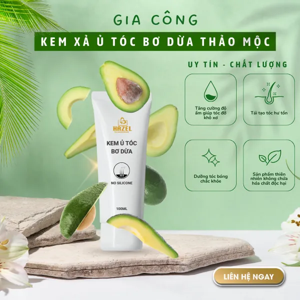 Gia công kem xả ủ tóc bơ dừa thảo mộc thiên nhiên- Nhà máy gia công mỹ phẩm HAZEL