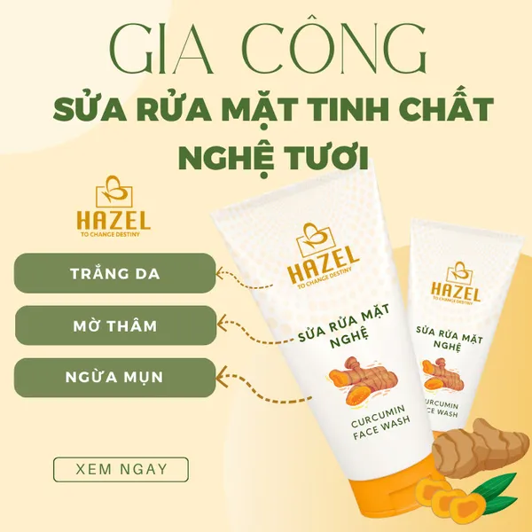 Gia công sữa rửa mặt nghệ trắng da, mờ thâm - Nhà máy gia công mỹ phẩm HAZEL