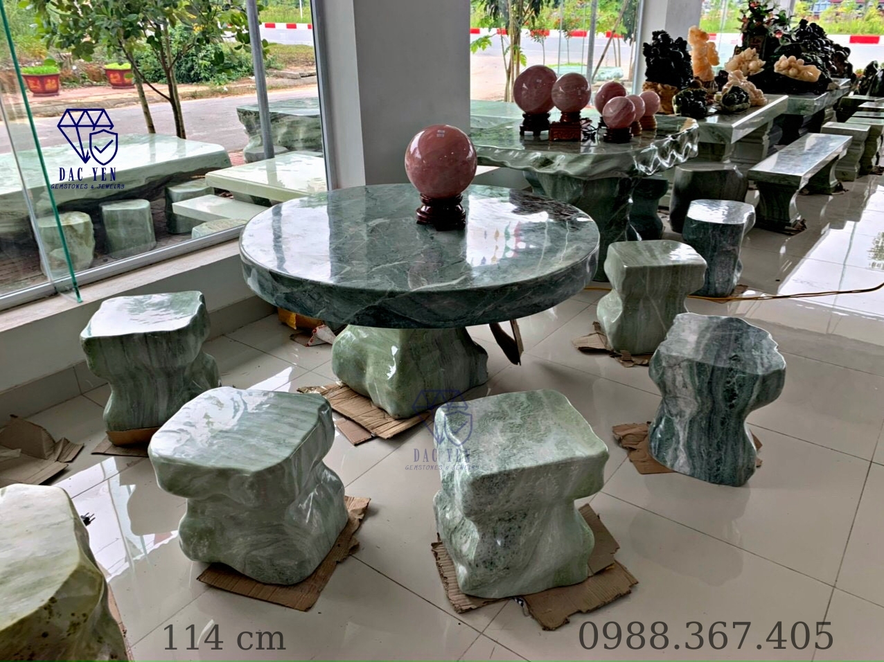 Bàn ghế đá tự nhiên, bàn ghế đá ĐẸP, bàn ghế đá nguyên khối xanh