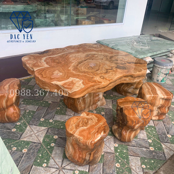 Bộ bàn ghế đá tự nhiên vân gỗ