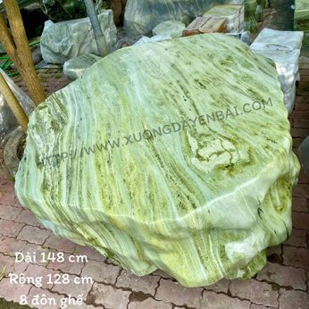 Bàn ghế đá ngọc nguyên khối - KT 128 x 148 cm