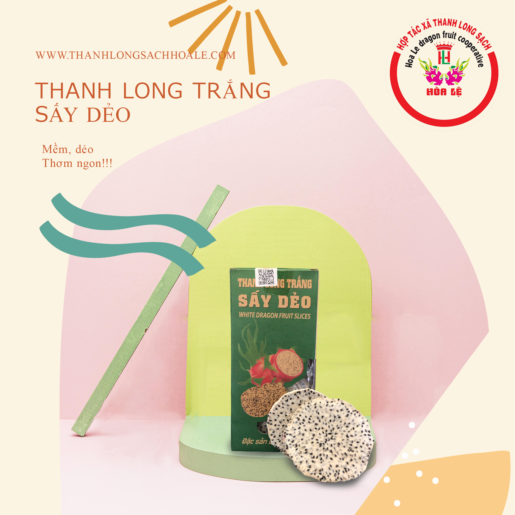 Thanh long trắng sấy dẻo 65g